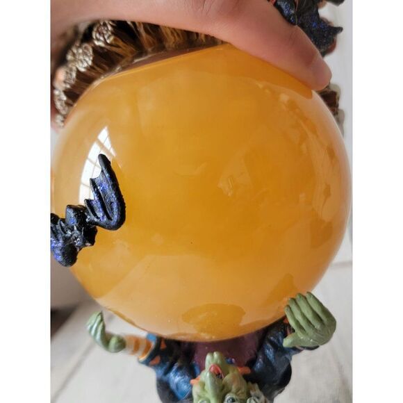 Halloween witch light up snow globe cauldron potion pumpkin ghost Crow - Picture 12 of 13